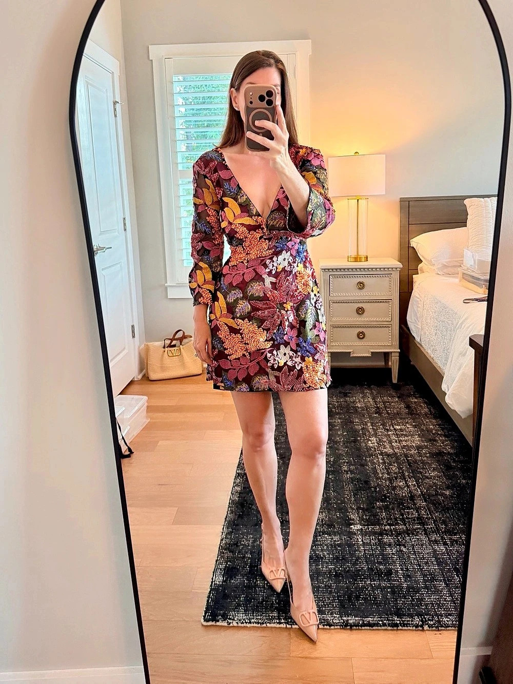 Floral Mini Dress sequin Multicolor Like New